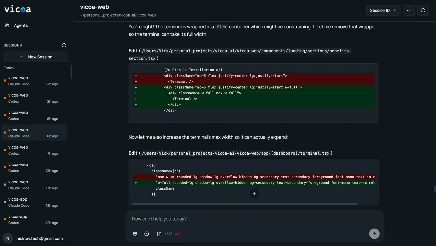 Vicoa web UI page
